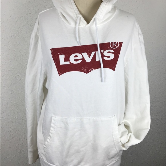 Levi’s white pullover hoodie sweatshirt medium - Picture 4 of 7